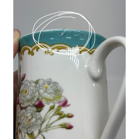 Rosa Novelliana 4.25" Kent Pottery Floral Porcelain Mug w/ Floral Lid Tea Time - Picture 5 of 9